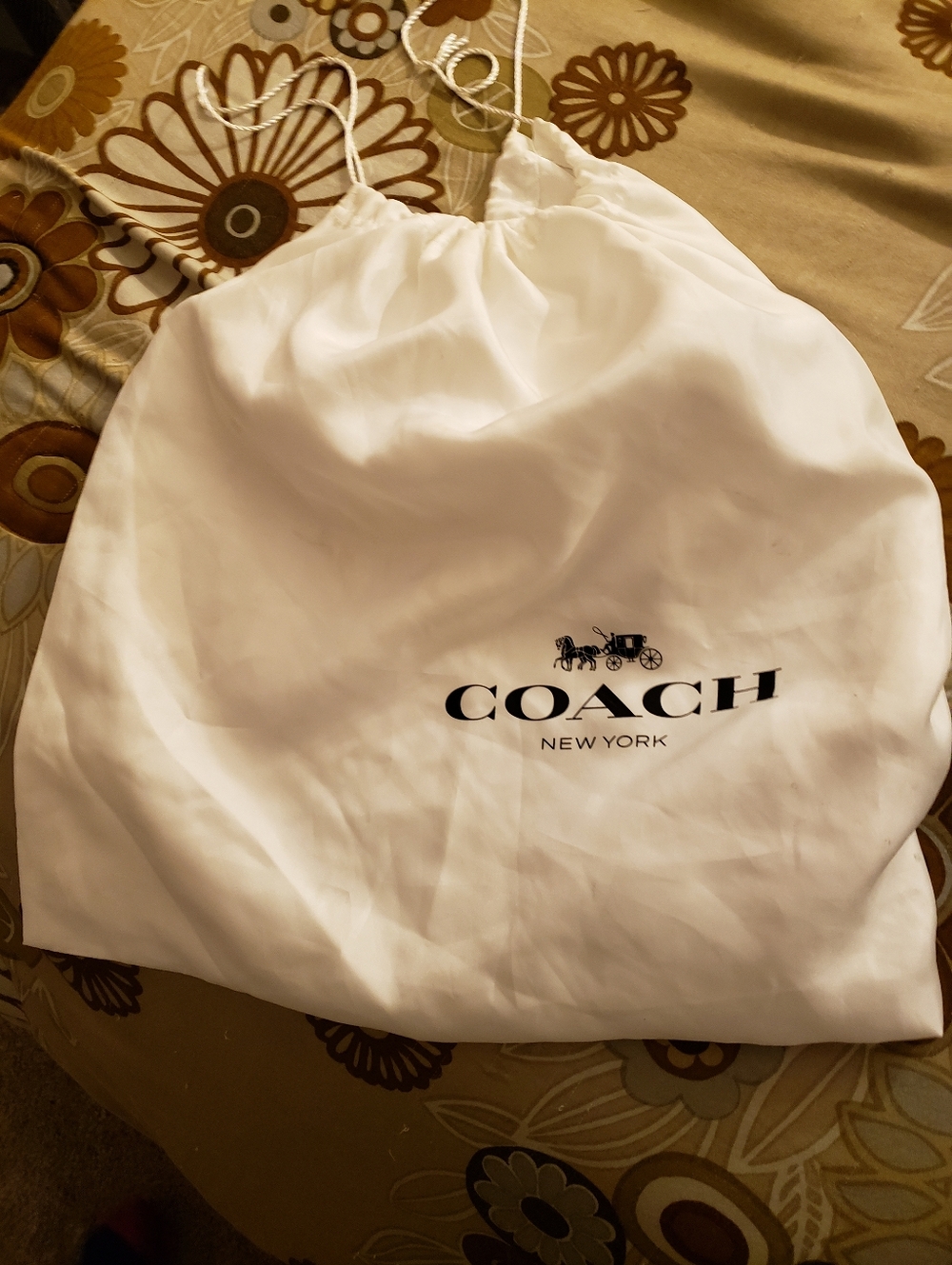Authentic Coach New York XL White Satin Drawstring Dust Bag